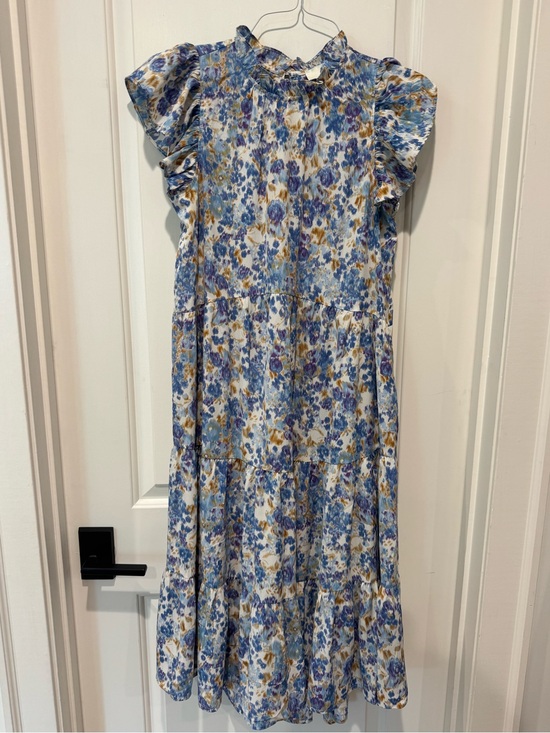 Pinch Dresses & Skirts - Pinch Blue and Cream Floral Tiered Dress
